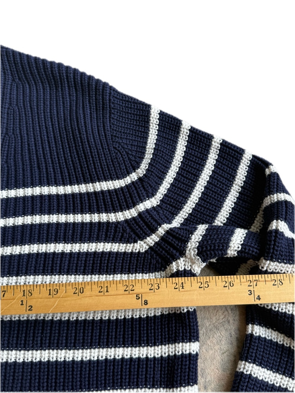 GAP Navy and White Oversized Striped V-Neck Cardigan With Gold Buttons - Picture 8 of 8